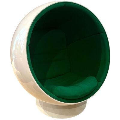 Ball Chair by Eero Aarnio, Green and White, Adelta, Finland circa 1980/90s