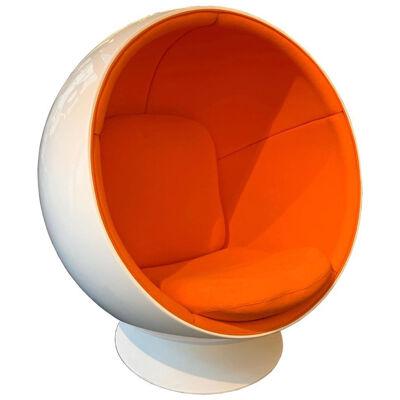 Ball Chair by Eero Aarnio, Orange and White, Adelta, Finland circa 1980/90s