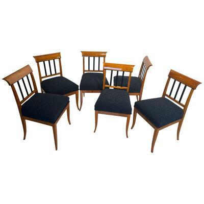 Set of Six Biedermeier Chairs, Cherry Wood, Ebony, South Germany circa 1830