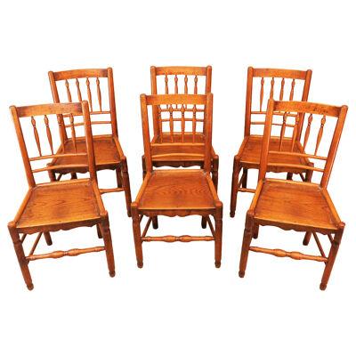 Set Of 6 19th Century Kitchen Dining Chairs 