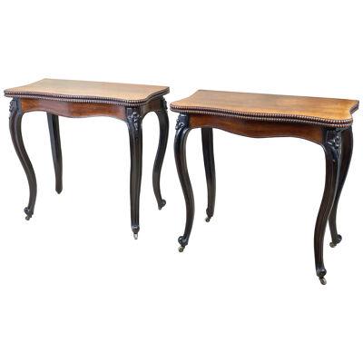 19th Century Rosewood Pair Of Card Tables