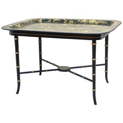 Regency Gilded Papier Mache Tray On Stand