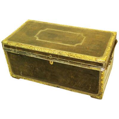19th Century Leather Military Campaign Trunk 
