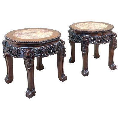 Pair Of 19th Century Oriental Hardwood Coffee Tables 