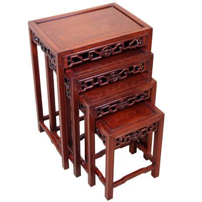 Nest of Four Antique Oriental Hardwood Coffee Tables