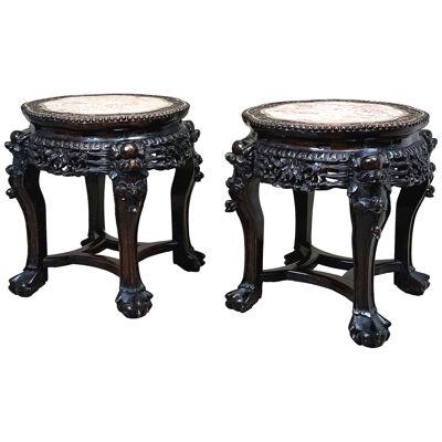 Pair Of 19th Century Oriental Hardwood Coffee Tables