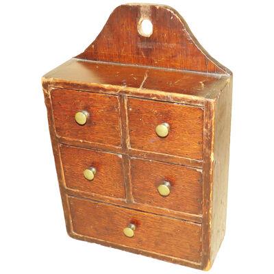 19th Century Oak and Pine Wall Hanging Spice Box