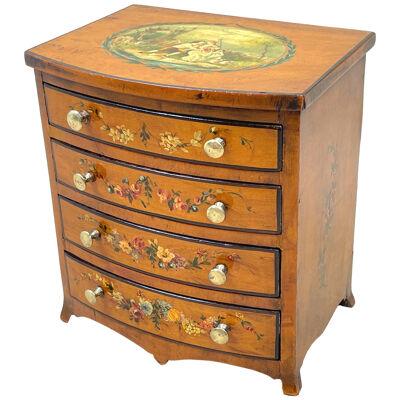 Satinwood Bowfronted Miniature Chest Of Drawers