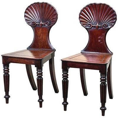 Regency Mahogany Pair Of Hall Chairs