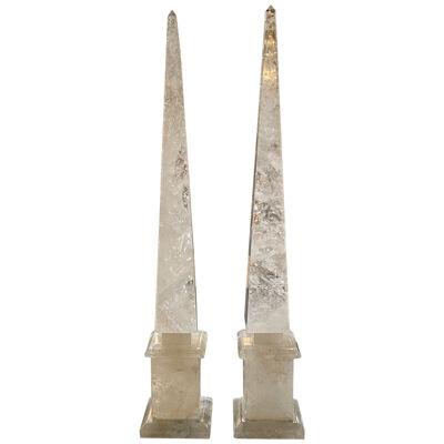 Pair of Polished Rock Crystal Obelisks from South America