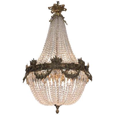 19th Century French Louis XV Style Gilt Bronze and Crystal Chandelier