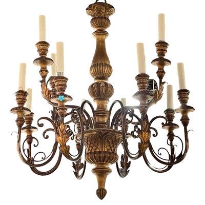 Antique Carved and Giltwood Italian Chandelier