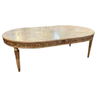 Italian Carved and Parcel Gilt Neoclassical Dining Table