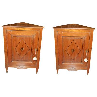 Pair of French Directoire Corner Cabinets