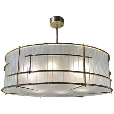 Large Scale Murano Glass and Brass Round Chandelier