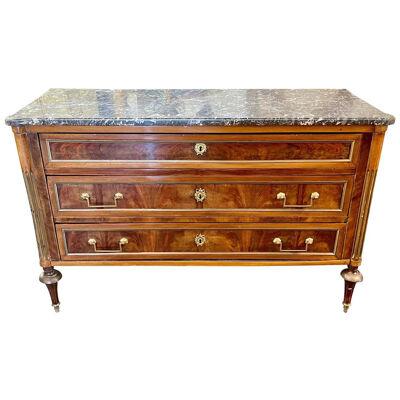 19th Century French Directoire Mahogany Commode with Marble Top