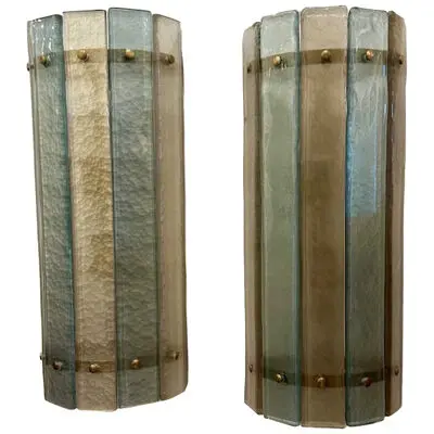 Pair of Modern 2 tone Murano Glass Sconces