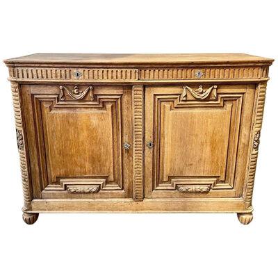 19th Century French Carved and Bleached Oak Buffet