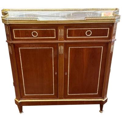 French Louis XVI Style Mahogany and Brass Trim Server After Jansen