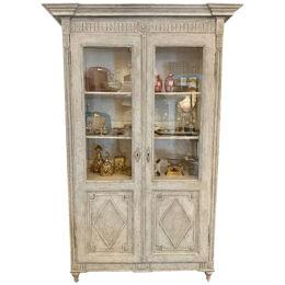 19th Century French Louis XVI Carved and Painted Display Cabinet