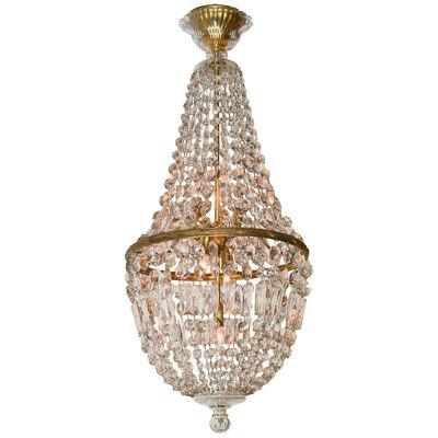 19th Century French Crystal Basket Chandelier