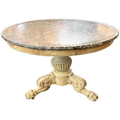 19th Century French Charles X Carved and Bleached Mahogany Side Table