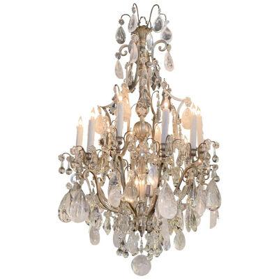 19th Century French Rock Crystal 12-Light Chandelier