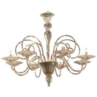 Modern Pink Murano Glass Chandelier with 8 Lights
