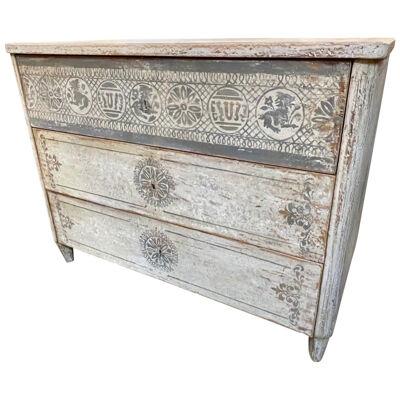 Antique Italian Hand Painted Neo Classical Style Commode
