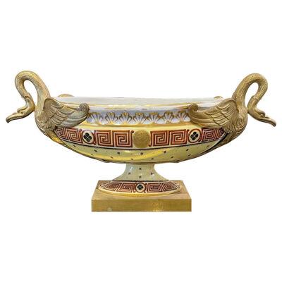19th Century French Porcelain and Gilt Bronze Centerpiece with Greek Key Pattern