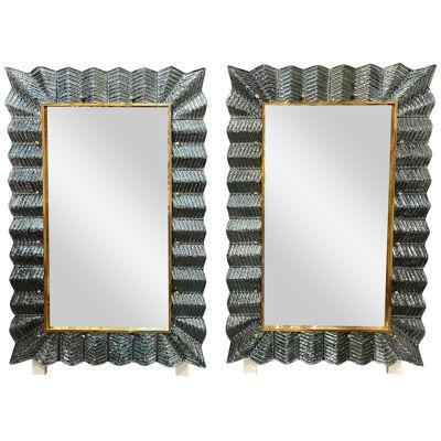 Modern Murano Glass and Brass Mirrors