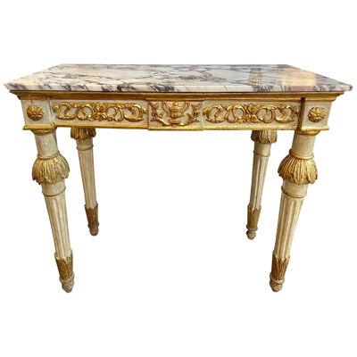 18th Century Italian Carved and Parcel Gilt Neoclassical Console