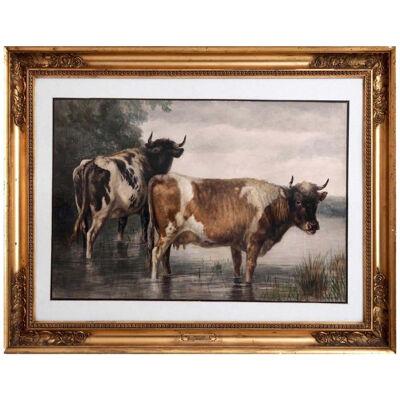 Watercolor by English Artist Thomas S. Cooper in Original Frame