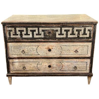 19th Century Italian Painted Neo Classical Commode with Greek Key Design
