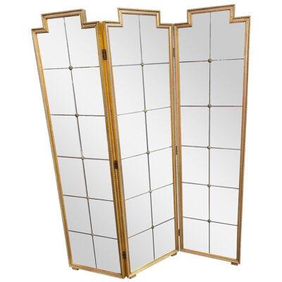 Vintage Italian Distressed Divided Mirrored Glass Panels