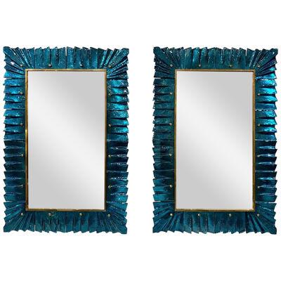 Modern Teal Colored Murano Glass Mirrors