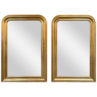 Pair of Gold Louis Philippe Mirrors with Zig Zag Pattern