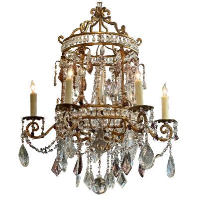 Early 20th Century Bagues Manner Birdcage Form Chandelier