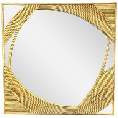 Custom Modern Italian Bamboo and Brass Mirrors
