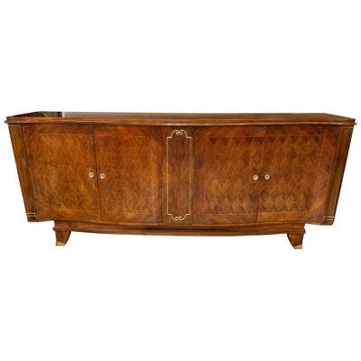 French Midcentury Shaped Mahogany Sideboard with Parquetry Design