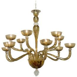 Copy - Modern Gold Murano Glass Chandelier with 12 Arms