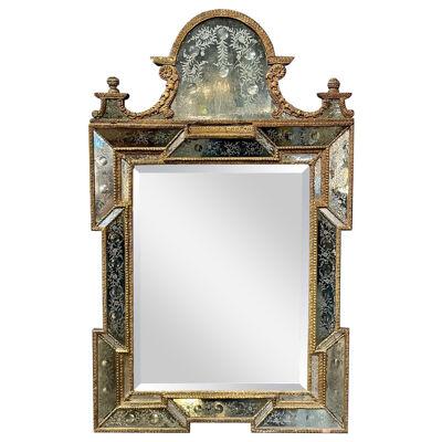 Early 19th Century Venetian Etched and Giltwood Mirror