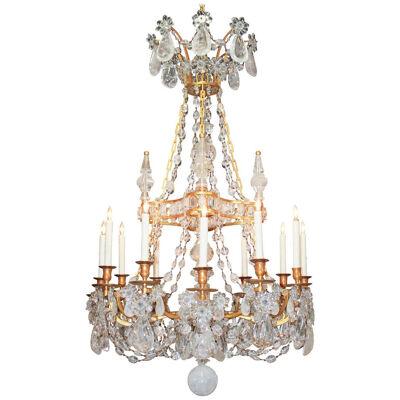 Rare Fine French Bronze and Rock Crystal Chandelier