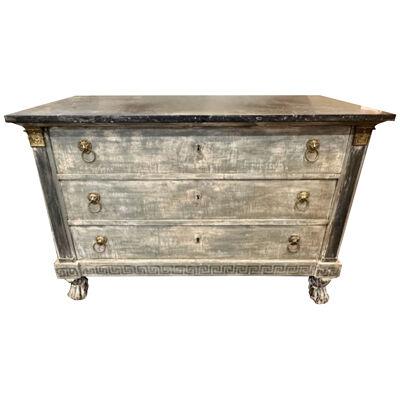 19th Century French Empire Painted Commode with Marble