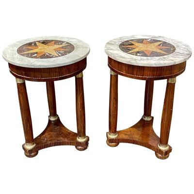 Pair of 19th Century Italian Empire Style Walnut Side Tables