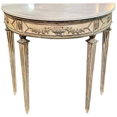 18th Century Northern Italian Carved and Painted Demi-Lune Console