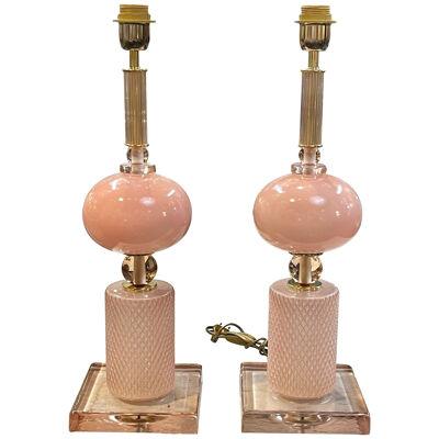 Modern Pink Murano Glass Lamps