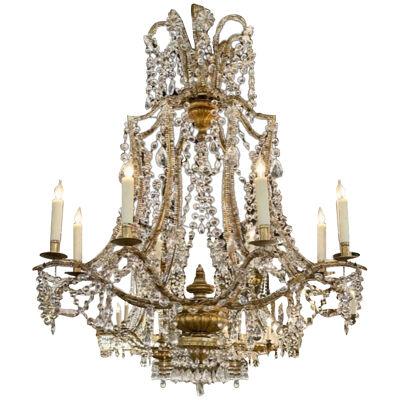 19th Century Large Scale Italian Crystal Pagoda Form Chandeliers