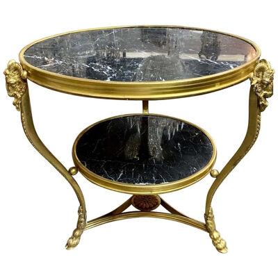 19th Century French Gilt Bronze and Marble Gueridon Table