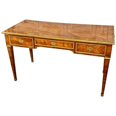 French Louis XVI Design Kingwood and Gilt Brass Desk
